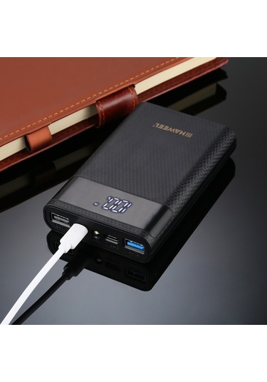 Jeemson 18650 Pil Girişli Pil Dahil Değil Usb Çift Çıkışlı, Ekranlı Ve İki Yönlü Hızlı Şarj Desteği Taşınabilir Power Bank Kutusu - Siyah Siyah