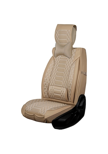 Opel Vectra C Uyumlu Lüks Deri Oto Koltuk Kılıfı Ön Arka Takım Set Bej Fs