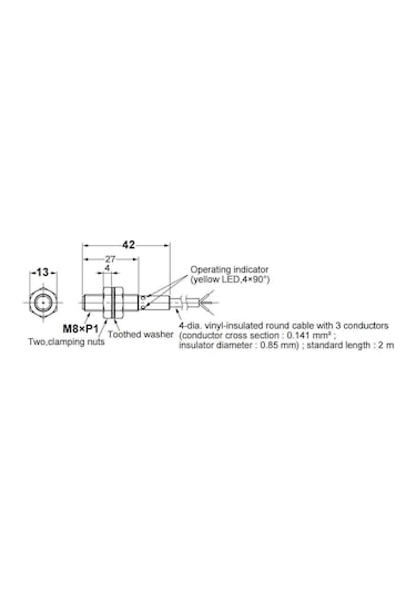E2b-s08ks02-wp-b1-2m M8 Pnp/no 2m Kablolu Omron İndüktif Sensör