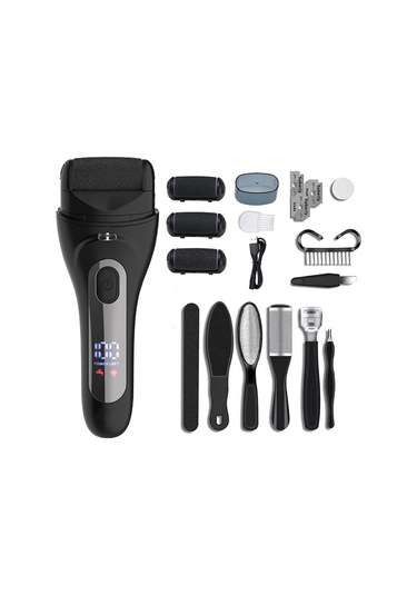 V-618 Dijital Ekranlı Elektrikli Ayak Nasır Sökücü Pedikür Aletleri Ayak Bakım Seti Siyah