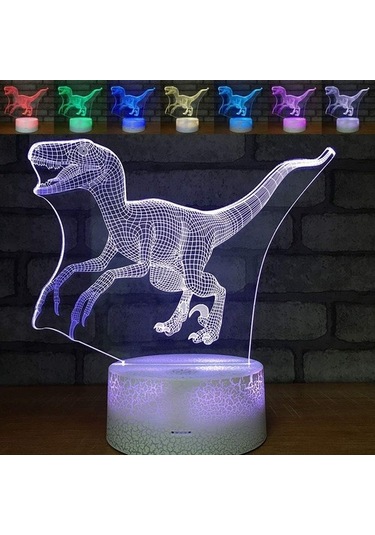 Goldenqian Dinozor 3d Gece Lambası Velociraptor Projeksiyon Led Lamba Çocuk Odası Ev Dekoru Için Bebek Kreş Gece Lambası 7 Renk Değiştiren Erkek Çocuklar Için Noel Doğum Günü Hediyeleri 5azw8n Siyah