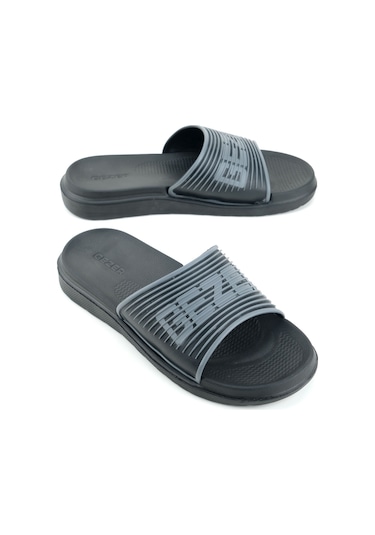 Gezer Erkek Yazlık Eva Islak Zemine Uygun Günlük Ev Bahçe Havuz Banyo Terlik Siyah-gri Siyah - Gri