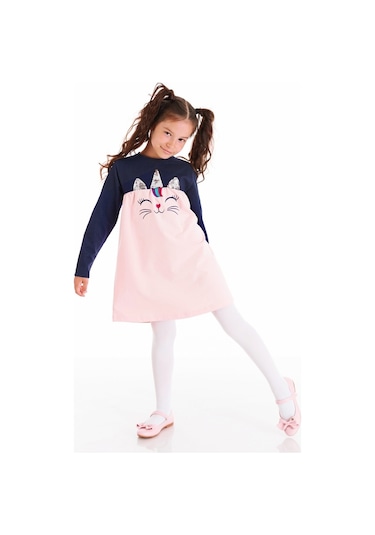 Denokids Payetli Catcorn Kız Elbise Pembe