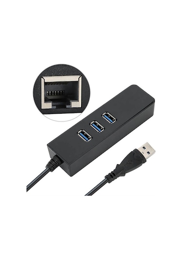3 Port Usb 3.0 Hub Çoklayıcı Usb Gigabit Ethernet Rj45 1000Mbps