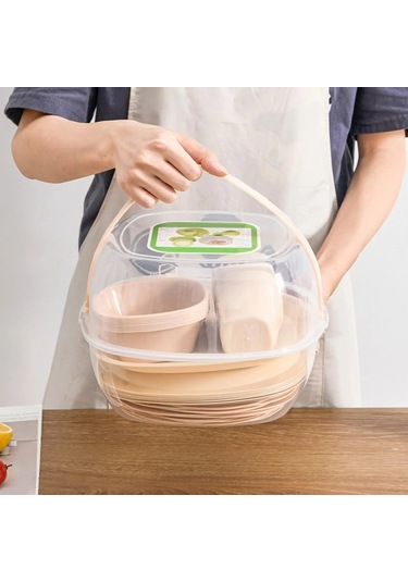 Tcherchi 48 Parça Dış Mekan Seti Plastik Sofra Seti Bej