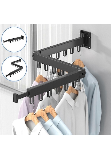 Ganzhoushop Giysi Kurutma Rafı Duvara Monte Katlanabilir Kurutma Makinesi Hattı Kurutma Askısı İç Mekan Dış Mekan Vea Çok Renkli