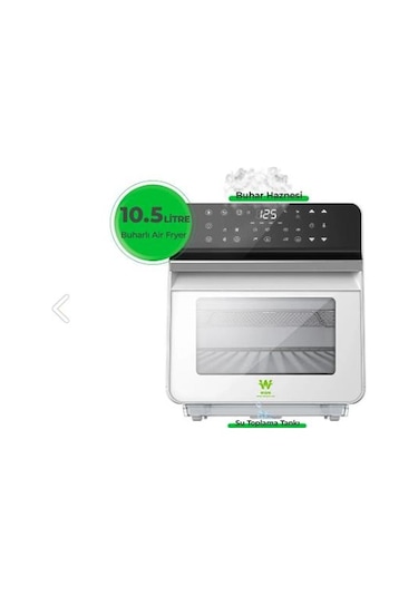 Wiami Airfryer 10.5 L Buharlı Hava Fritözü Beyaz-2023 Yeni Modeli