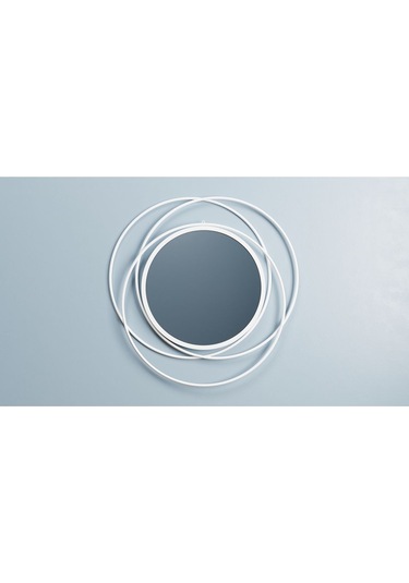 Halkalı Model Metal Dekoratif Duvar Aynası Beyaz