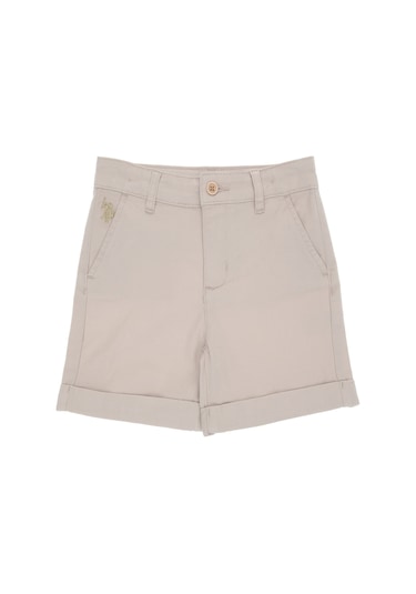 U.S. Polo Assn. Kız Çocuk Bej Cepli Dokuma Şort 50309143-VR011