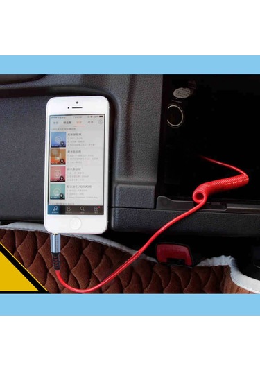 Sones 3,5 Mm 3 Kutuplu Erkekten Erkeğe Fişli Ses Aux Geri Çekilebilir Sarmal Kablo, Uzunluk: 1,5 M Kırmızı