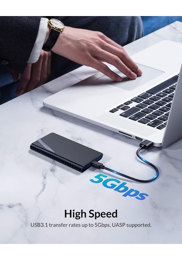 Jeemson Orıco 2521c3 2.5" Sata Ssd/hdd Kutusu, Usb 3.1 Type-c, Uasp İle 5gbps Hız, 4tb Destek, Araçsız Kurulum, Windows/mac/linux Uyumlu