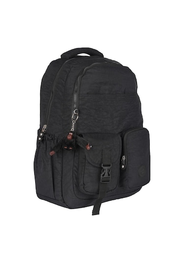 Relaxion Suya Dayanıklı Klinkır Kumaş 9 Bölmeli Geniş Hacimli Okul Günlük Spor Seyahat Sırt Çantası Siyah