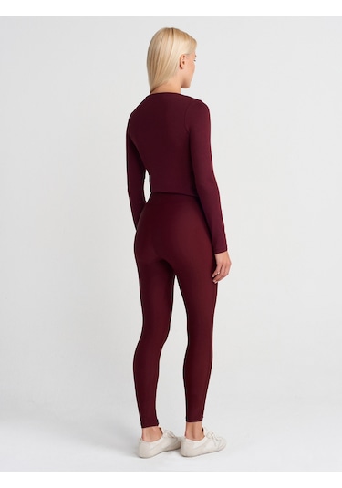 Dilvin 7934 Fermuar Detaylı Tayt-bordo Bordo