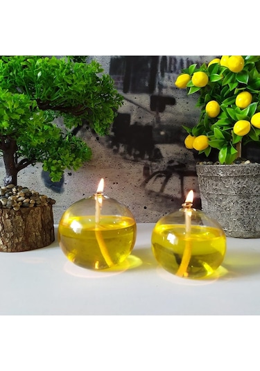 2 Adet 400ml Sarı Kandil Yağı Kokusuz Dumansız Gaz Lambası Yakıtı Sarı