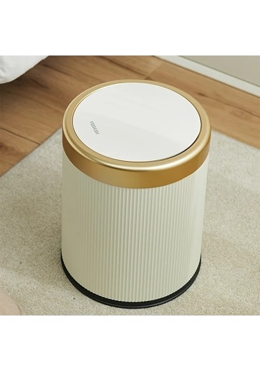 Fastbuy Dream011 Krem Beyaz Silindirik Çöp Kutusu, Açılır Kapaklı Kova, Ev Ve Ofis İçin, 1 Adet Beyaz - Krem