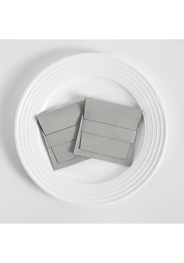 Willowhaven 50 Adet Zarif Süet Görünümlü Toz Geçirmez Kapanışlı Takı Çantası Gri