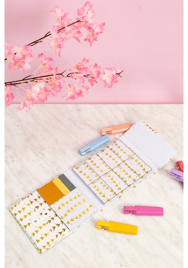 Studi Manyetik Kapaklı Notluk Seti - Kalp Desen