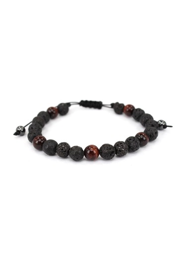 Alnisatelier Çelik Aparat Lav Taşı Doğaltaş Erkek Bileklik Çok Renkli