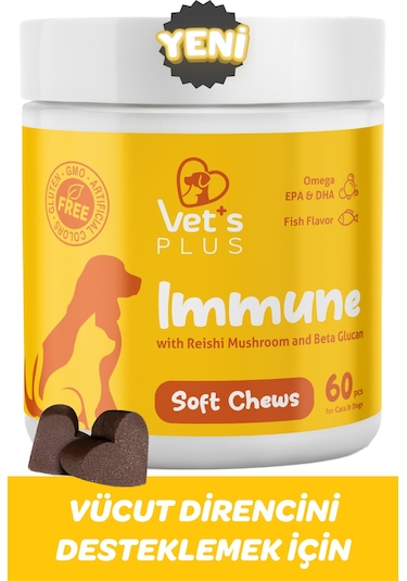 Vet's Plus Immune Çiğnenebilir Tablet 60'lı Kedi ve Köpekler İçin