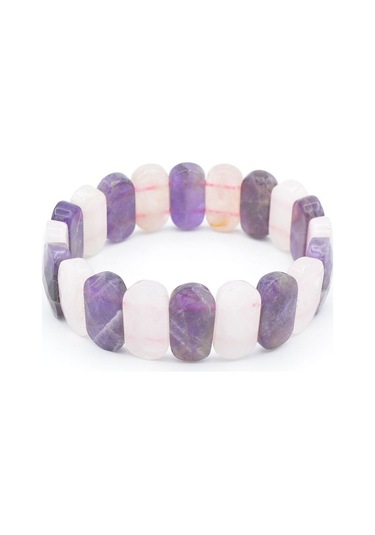 Murty99 Oval Hakiki Pembe Kuvars Ametist Taşı Bileklik Mor