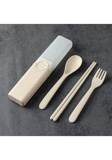 Sones 4'ü 1 Arada Taşınabilir Buğday Samanı Sofra Takımı Açık Hava Seyahat Saklama Sofra Takımı Kutusu, Stil: B Çubuklarla Diğer