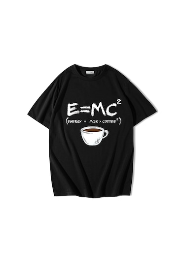 Brz Collectıon Brz Collection Unisex Oversize Energy Milk X Coffee T-shirt Siyah