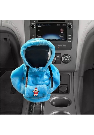 Suntek Yumuşak Peluş Noel Hoodie Vites Topuzu Kol Örtüsü Mavi Santa Sallayarak