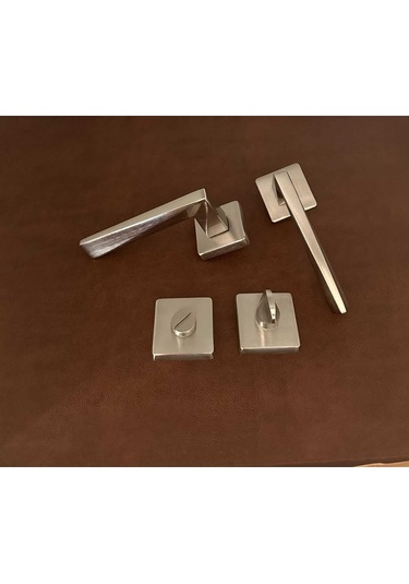 Vista Saten Kare Rozetli Wc Banyo Kapı Kolu 1 Takım