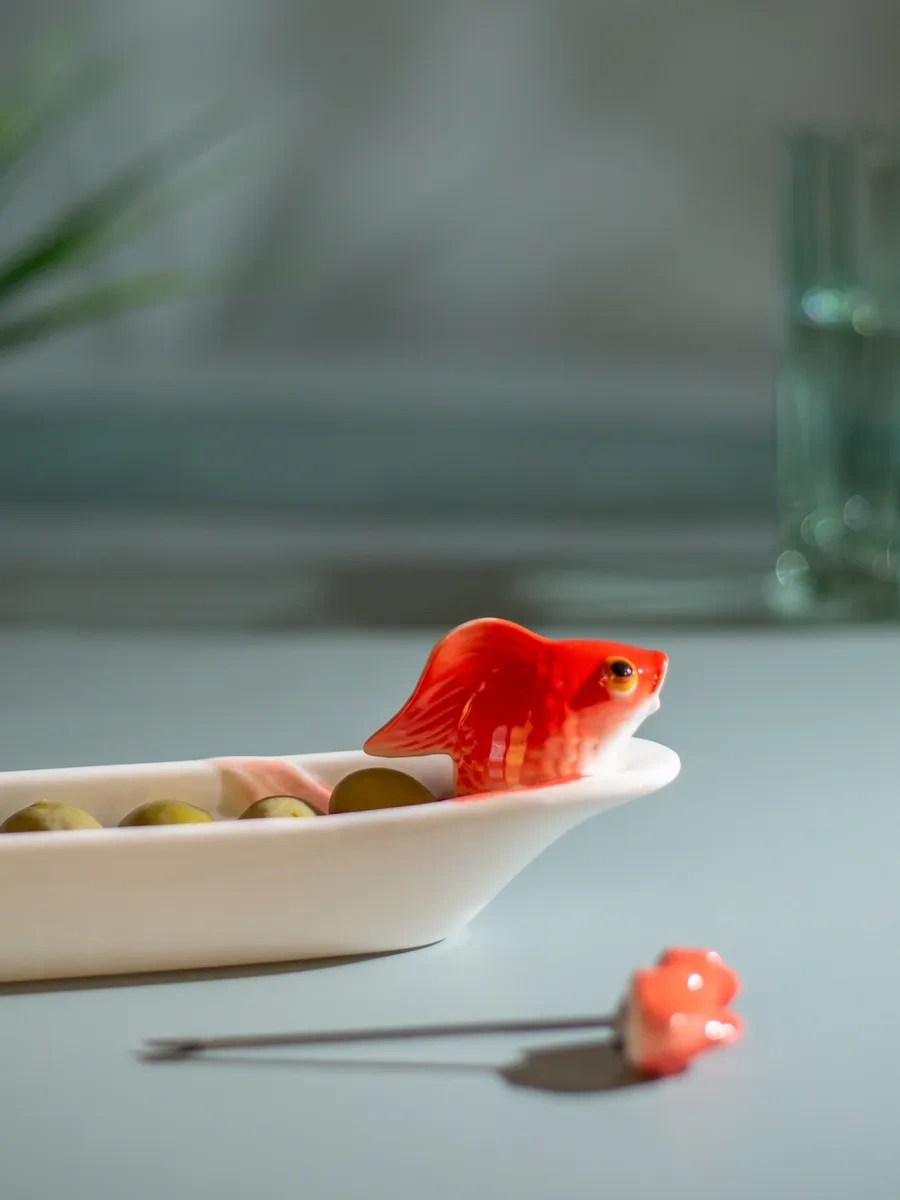 Lefard 30 Cm Altın Balık Servis Tabağı Çatallı 149185631 Beyaz