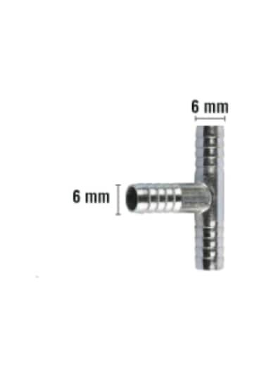 Rakor Metal T Tip Hortum İçin 6mm 2 Adet 5"