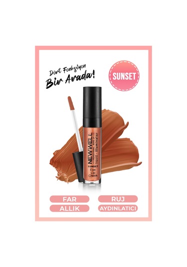 New Well Liquid Illuminator 3 İn 1 Aydınlatıcı Allık 6 ML Sunset