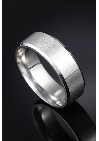 8 Mm Köşeli Düz Model Unisex Kadın Erkek Çelik Alyans Yüzük Cl31 Beyaz