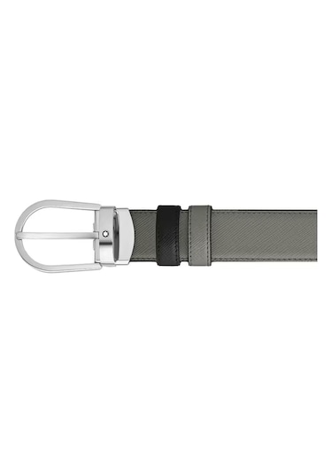Montblanc At Nalı Tokalı Orta Boy 30 Mm Çift Taraflı Deri Kemer 2 Gri