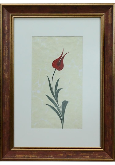 E38 El İşçiliği Kırmızı Lale Ebru Tablo 46 33 Cm-6459