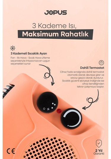 Jopus JO-FI001 2000 W Fanlı Isıtıcı Somon