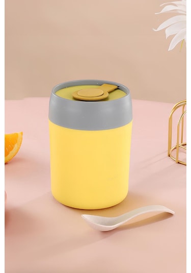 304 Çelik Yemek Mama Saklama Kabı cin560sr Sarı 500 ML Sarı