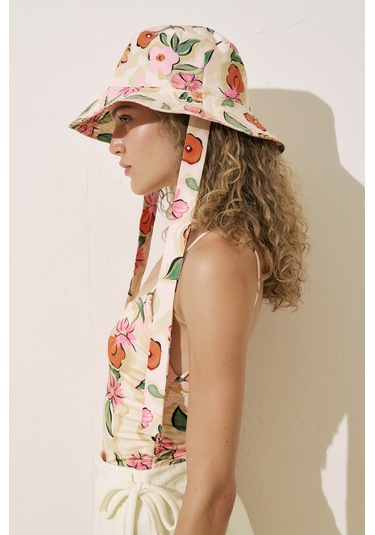 Bağlamalı Bucket Şapka Pure Floral Pure Floral