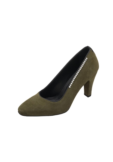 40-41-42-43-44 Numara Ays7986 Haki Süet Deri Topuklu Özel Seri Kadın Stiletto Haki