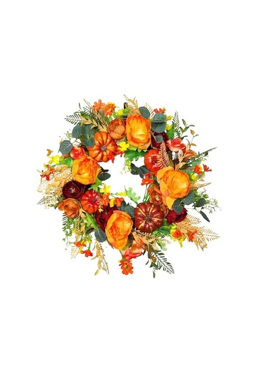 45cm Sonbahar Sahte Bitki Pabuçluğu - Kabak Desenli Kapı Süsü, Teşekkür Günü Ve Festivaller İçin Dışarı/içeri Dekorasyon