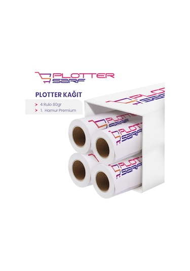 PlotterSarf® Premium 80 G Plotter Kağıdı 107 CM x 100 M 4 Rulo