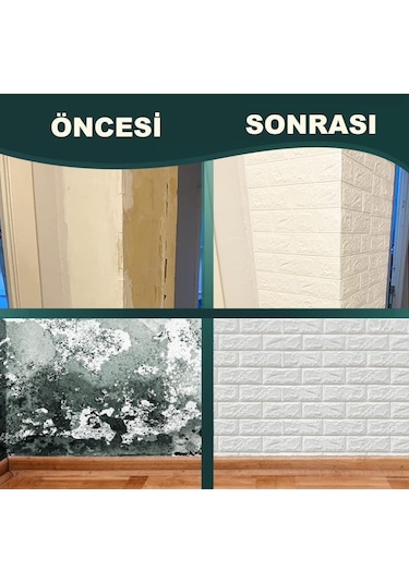 10 Adet 50x50 Cm Silinebilir Kendinden Yapışkanlı Duvar Kağıdı Esnek Köpük Panel 3d Tuğla Desen