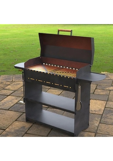 Kapaklı Barbekü Büyük Portatif Mangal Ve Izgaraları Siyah