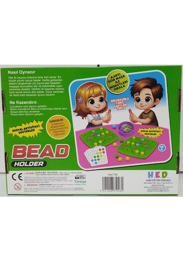 Bead Holder Renkli Ayrıştırma Oyunu - Maşalı Set Yeşil Kutu