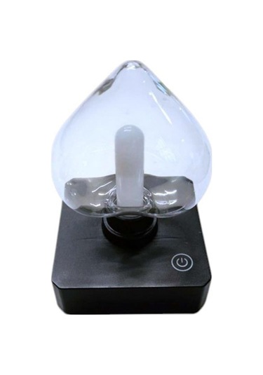 Ayt Ledx Yqx-anl95-b03 Amber Renkli Alev Efektli Dokunmatik Masa Gece Lambası 800mah Şarjlı Şeffaf Kalpli Siyah