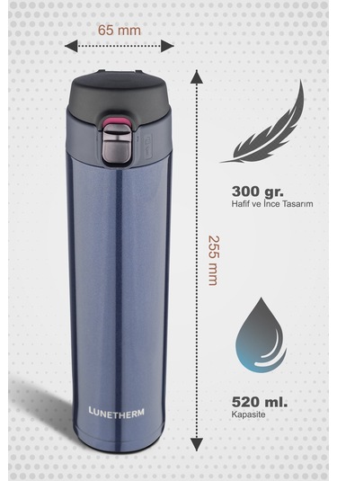 Lunetherm Sızdırmaz Vakumlu Çift Katmanlı Çelik Termos - LACİVERT Lacivert