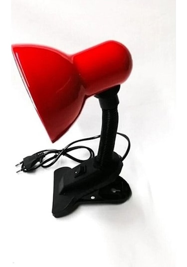 Mobgift Kıskaçlı/mandallı Spiralli Retro Öğrenci Çalışma Masa Lambası Kırmızı