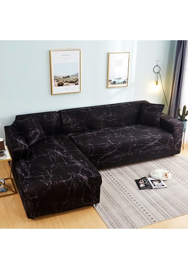 Sones Kumaş Yüksek Elastik Her Şey Dahil Tembel Kanepe Kılıfı, Boyut: 4 Kişilik Blackstone