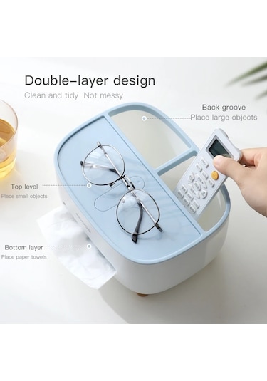 Blue-ecoco Ev Doku Kutusu Masaüstü Mutfak Peçete Tutucu Saklama Kabı Oturma Odası Ev Ofis Için Uzaktan Kumanda Doku Tutucu
