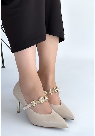 Cojans Conne Bej Cilt Stiletto Ayakkabı Göründüğü Gibi