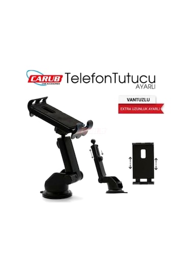 Carub Oto Telefon Tutucu Cama Vantuslu Uzayan Kollu